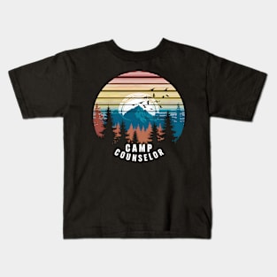 Camp Counselor Retro Sunset Director Camper Staff Camping Kids T-Shirt